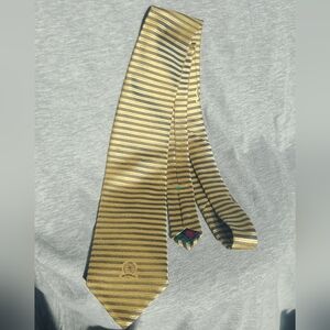 Tommy Hilfiger Men's Yellow and Black  Striped Tie - 100% Silk Necktie USA Made